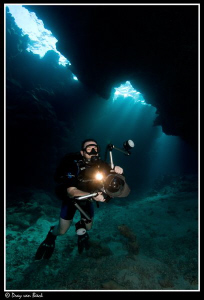 Jim Garland in cave. by Dray Van Beeck 